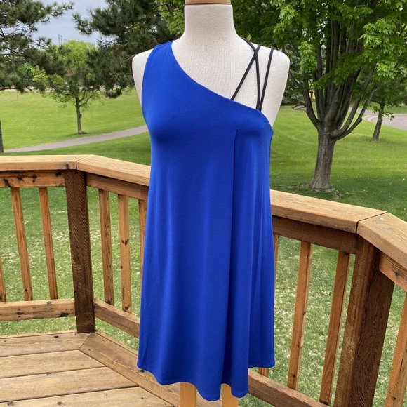 BCBGeneration Asymmetrical Dress One Shoulder Blue - Picture 2 of 13